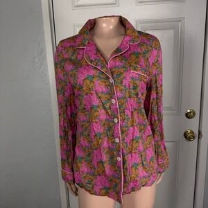 Liberty London Women's Sleep Shirt Small Cotton Pajama Top Floral Designer OO10